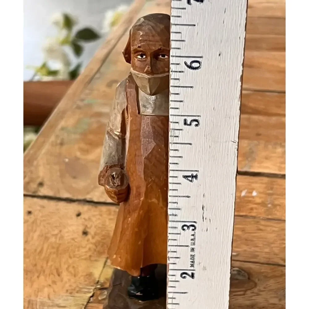 2 Vintage P. Maeder Lucerne Hand Carved Wood Figurines Switzerland